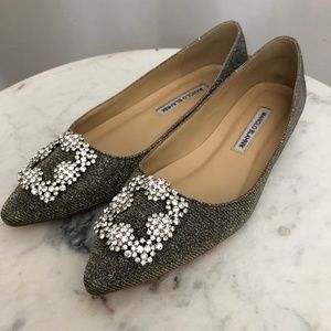 MANOLO BLAHNIK HANGISI JEWELED FLAT